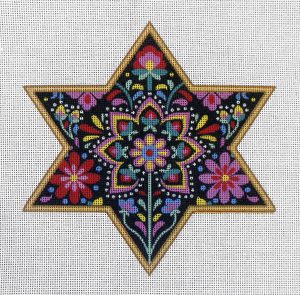 6.5" Folk Art Star of David Needlepoint Canvas