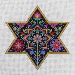 6.5" Folk Art Star of David Needlepoint Canvas