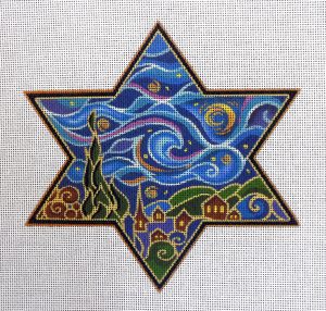 6.5" Starry Night Star of David Needlepoint Canvas