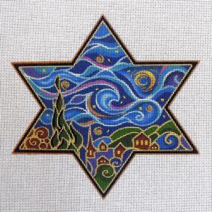 6.5" Starry Night Star of David Needlepoint Canvas