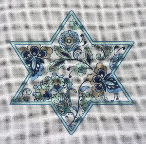6.5" Chinoiserie Star of David Needlepoint Canvas