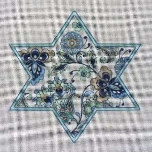 6.5" Chinoiserie Star of David Needlepoint Canvas