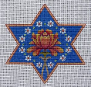 6.5" Peony Star of David Needlepoint Canvas
