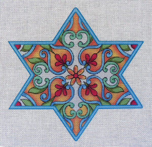 6.5" Talavera 2 Star of David Needlepoint Canvas