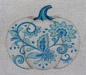 Delft Blue Pumpkin Needlepoint Canvas