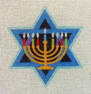 Menorah Star of David Needlepoint Canvas