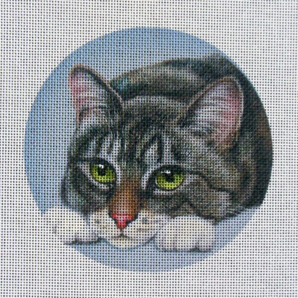 Lazy Tabby Cat Needlepoint Canvas
