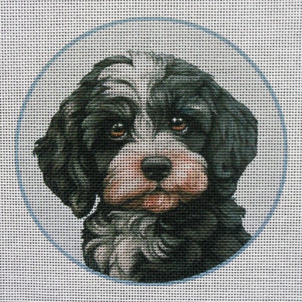 Black Cavapoo Needlepoint Canvas