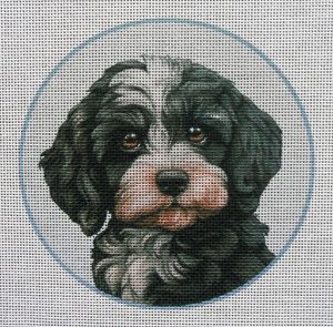 Black Cavapoo Needlepoint Canvas