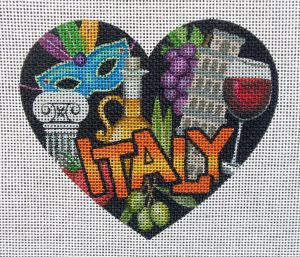 ITALY Heart Needlepoint Canvas