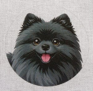 Pomeranian Black 2 Needlepoint Canvas
