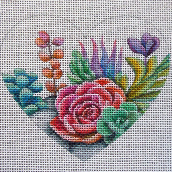 Succulent Heart Needlepoint Canvas