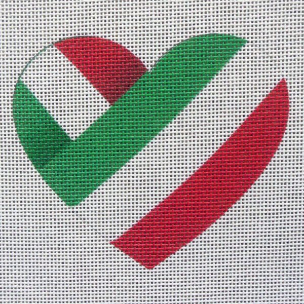 ITALY Flag Heart Needlepoint Canvas