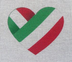 ITALY Flag Heart Needlepoint Canvas