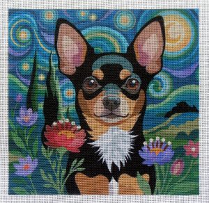 Chihuahua Starry Night Needlepoint Canvas