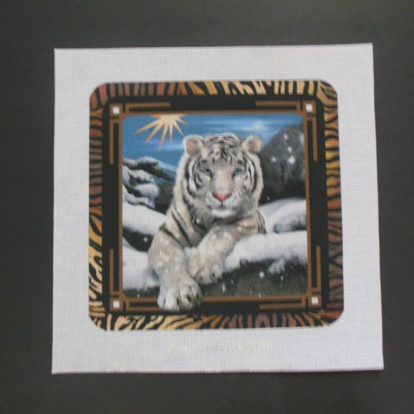 White Tiger Needlepoint Canvas