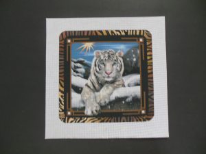 White Tiger Needlepoint Canvas