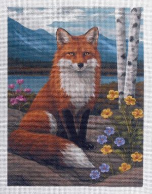 Red Fox by Lake Needlepoint Canvas