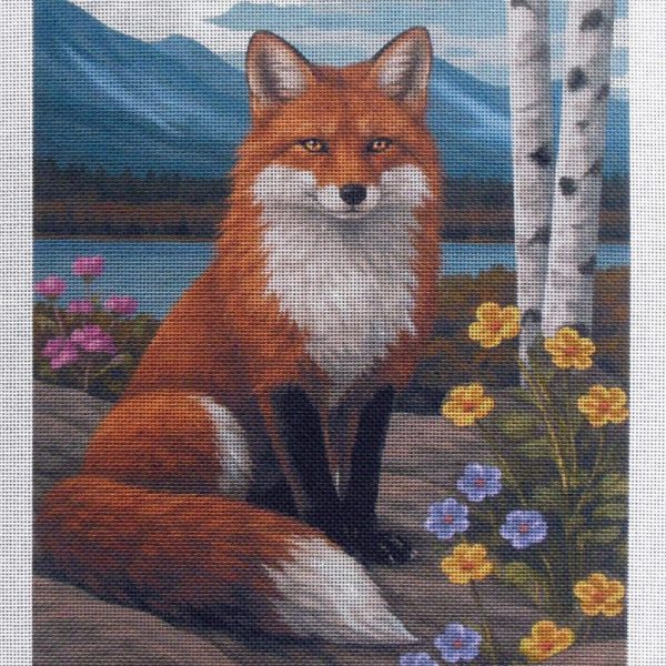 Red Fox by Lake Needlepoint Canvas