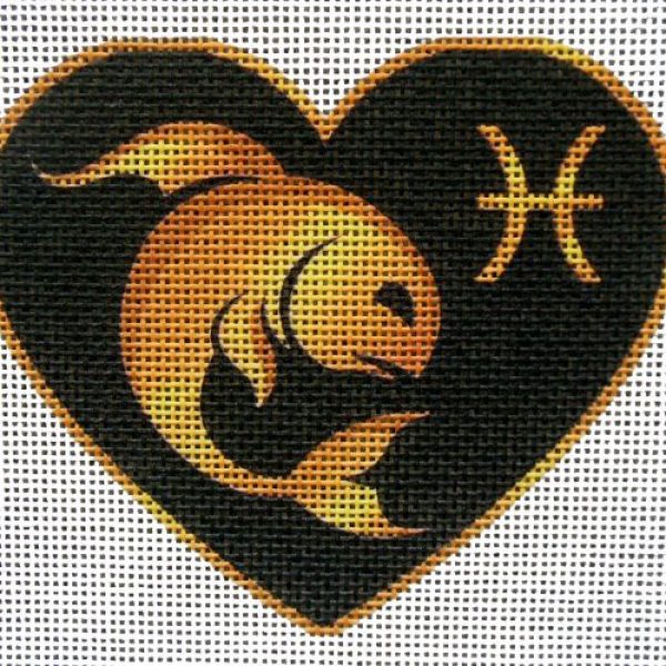 Zodiac Birth Sign Heart  Needlepoint Canvas